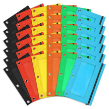 30er-Pack Bleistifttaschen, Bleistifttaschen für 3-Ring-Ordner, Bleistifttaschen mit Reißverschluss für Schule, Zuhause und Büro