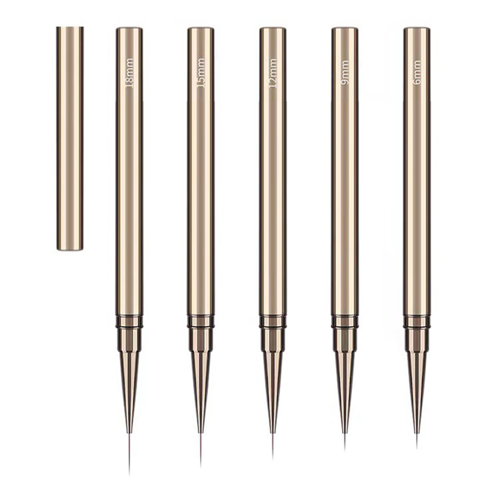 5Pcs Ergonomic Metal Nail Art Pen Set, Lightweight, Easy Operation for Home & Salon