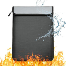 Fireproof Document Bag, Waterproof Document Storage Bag with 2 Pockets,Fireproof Money Bag for Cash,for File/Valuables