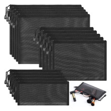 15pcs Mesh Makeup Bags, 3 Sizes Nylon Makeup Bags with Zipper for Makeup Bags,Travel Organizer,Storage Office Supplies