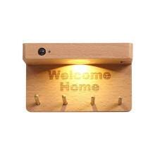 Key Hook Storage Light Entry Garden Wall Lamps Solid Wood Night Lights Body Sensor Lights Wall Lamps Wiring Decoration A