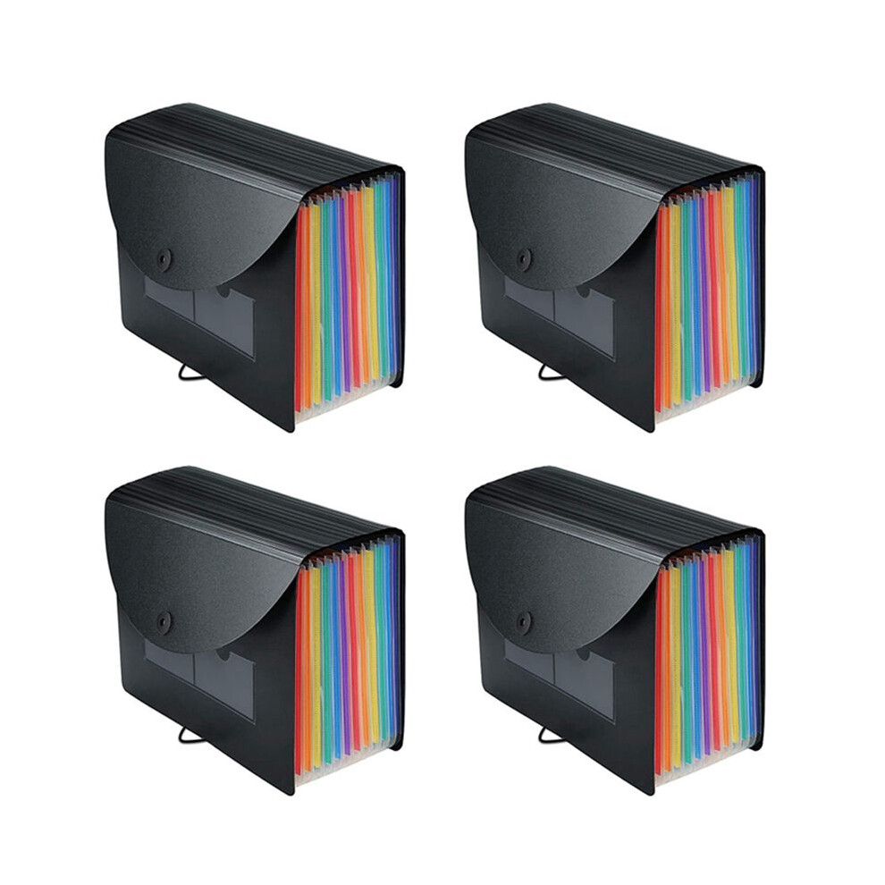 4X Expanding File Folder 12 Pockets File Organizer Filing Box,A4 Accordion Bill/Receipt Folders With Colored Tabs 6031266816832