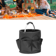Grande cesta da picnic in oxford pieghevole a grande capacità con manico, nero