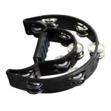 Große Doppel-Reihe Metall-Jingles Hand-Tamburin Glocke, 20 cm x 25 cm Schwarz