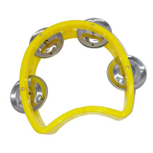 Plastic Handheld Tambourine with 4 Bells, Yellow Kids Percussion Instrument