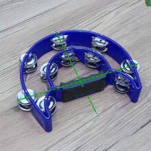 Big Dark Blue Hand Tambourine Bell, Double Row, 20cm x 25cm