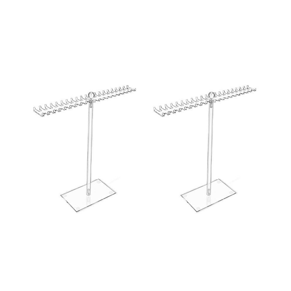 2X Acrylic Necklace Organizer, Clear Necklace Holder Stand, Jewelry Organizer Display Hanger Rack With Bilateral Hooks 6031891351272