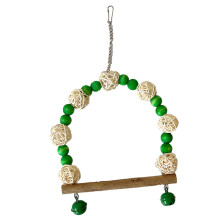 Colorful Rattan Ball Parrot Swing Toy with Bells for Cockatiels & Lovebirds