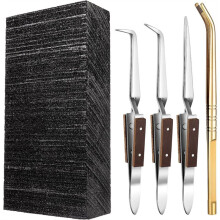Kit per Saldatura di Gioielli da 5 Pezzi, Include 1 Blocco di Saldatura al Carbone, 1 Pinza di Rame, 3 Pinzette e Strumenti per La Fusione di