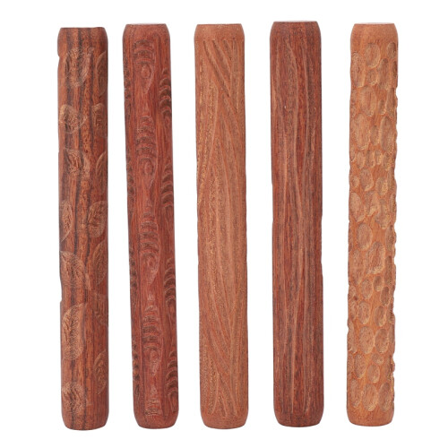 5 Pcs Pottery Tools Wood Hand Rollers,for Clay Stamp Pattern/Roller Pattern,Ceramic Tools,Arcilla Polimerica Dab Tool 1