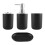 4 Pcs Plastic Bathroom Accessory Set,Bath Toilet Brush Accessories Set with Toothbrush Holder,Toothbrush Cup(Black) 1