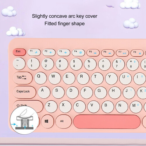 Pink 2.4G Wireless Keyboard Mouse Set 78 Keys 2