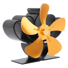 Heat Powered Stove Fan Aluminum Alloy Low Noise for Log Fireplace Gold