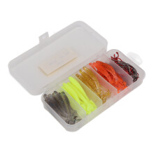 60pcs Soft Bait Fishing Kit with Stainless Steel Hooks, 5cm, Multi Colors