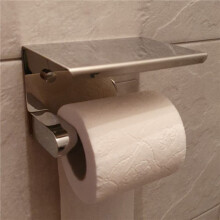 5X SUS 304 Stainless Steel Toilet Paper Holder with Phone Shelf, Bathroom Tissue Holder Toilet Paper Roll Holder