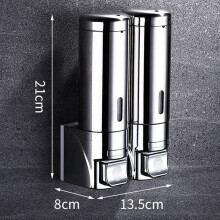 2X300Ml Soap Dispenser Wall Wall-Mount Hotel Shampoo Lotion Liquid Soap Dispenser Stainless Steel Hand Soap Dispenser