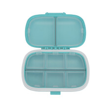 Travel Pill Case 8 Compartments Portable Medicine Organizer Small Blue Pocket