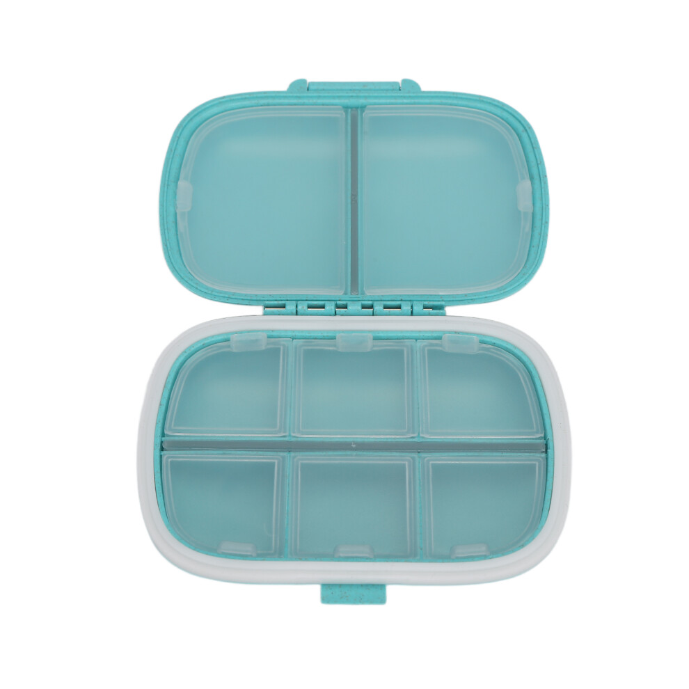 Blue Travel Pill Case 8 Compartments Portable Medicine Organizer Small Pocket