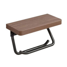Soporte de Papel Doble con Estante, Soportes de Madera para WC Montados en la Pared, Toallero de Papel Higiénico para Baño, Cocina Plana