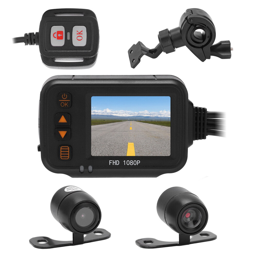 Motorcycle Dual Camera Dvr 2.0In 1080P+720P Rainproof Abs Black 7621388259106