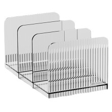 Duurzame, Transparante Boekensteunen met Compartimenten, Herbruikbare, Antislip Documentenstandaard, Stapelbaar, Dikker Bureau, Boekenplank, Tafel C