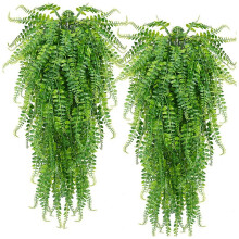 2 Pcs Kunstmatige Opknoping Varens Planten Wijnstok Nep Ivy Boston Varen Opknoping Plant Outdoor Uv-Bestendig Plastic Planten
