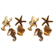 8Pcs Marine Series Shells Starfish Hippocampus Napkin Ring Model Room High-End Hotel Napkin Buckle Napkin Ring Dining
