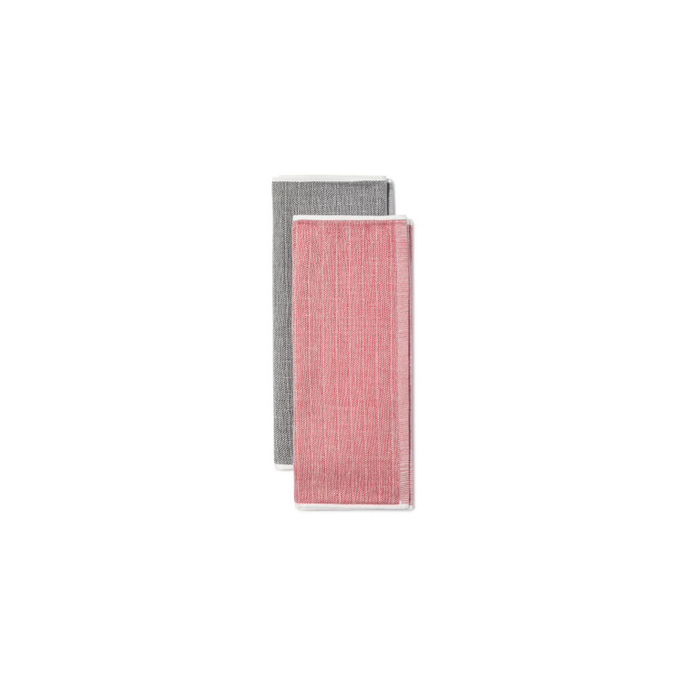 Kitchenaid Set Of 2 Tea Towels Empire Red And Charcoal Grey