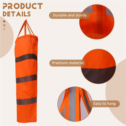 2 Peças 30 Polegadas Windsock Wind Direction Measurement Sock Bag com Cinto Reflexivo para Aeroporto Ao Ar Livre, Fazenda e Parque 2