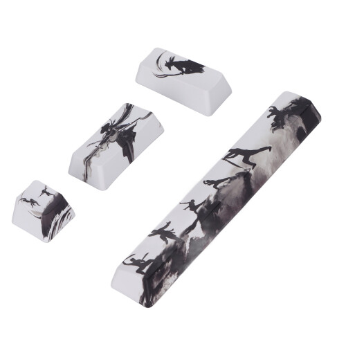 4Pcs Custom PBT Keycaps for Mechanical Keyboard Colored Cartoon Pattern Compact Set