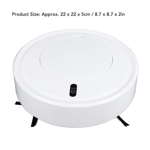 White 18650 Robot Vacuum 1200mAh, 22x22x5 cm 1