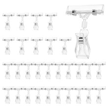 30 Piezas de Clips de Plástico Transparentes para Carteles, Soporte de Cartel Giratorio para Exhibición de Mercancías, Clips para Carteles