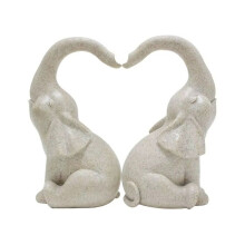 Elephant Heart Statue Elephant Couple Desktop Ornament Resin Animal Figurine for Living Room Bedroom Decoration
