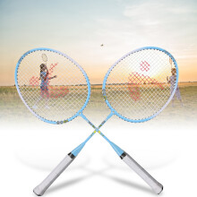 Kinder Blaues Aluminiumlegierung Park Badminton-Schläger Set, 2er Pack