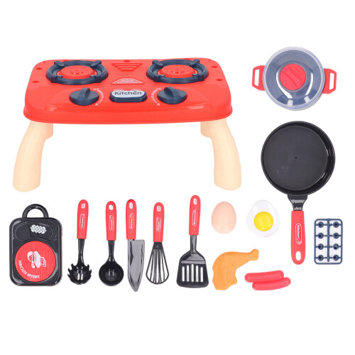 Red Kitchen Playset with Light & Sound for Kids, Plastic 1