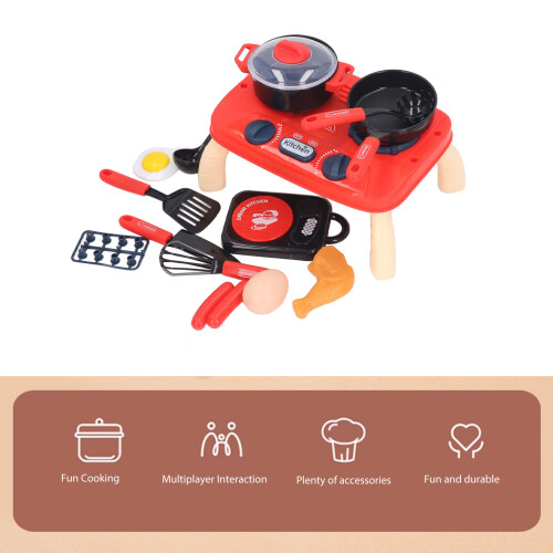 Red Kitchen Playset with Light & Sound for Kids, Plastic 2