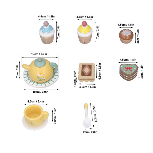 Wood & Plastic Pretend Tea Set, High-Simulation 1