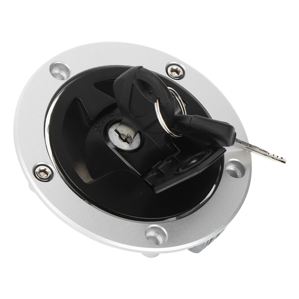 Motorcycle Fuel Gas Cap Lock With Key For Zx-6R, Zx-10R, Zx-14R, Black/Silver 7891392594344