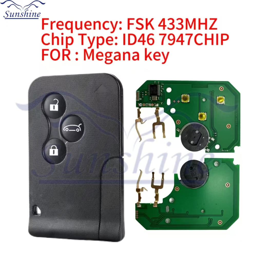 Sunshine Id46 Pcf7947 433Mhz Non-Hands Free Ultrasonic Welding Car Remote Key For Renault Megane 2 Scenic Clio Logan Koleos 2003 6935161704006