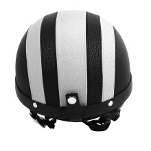 Casque rétro avec protection solaire respirant pour hommes et femmes, noir et blanc, en cuir PU