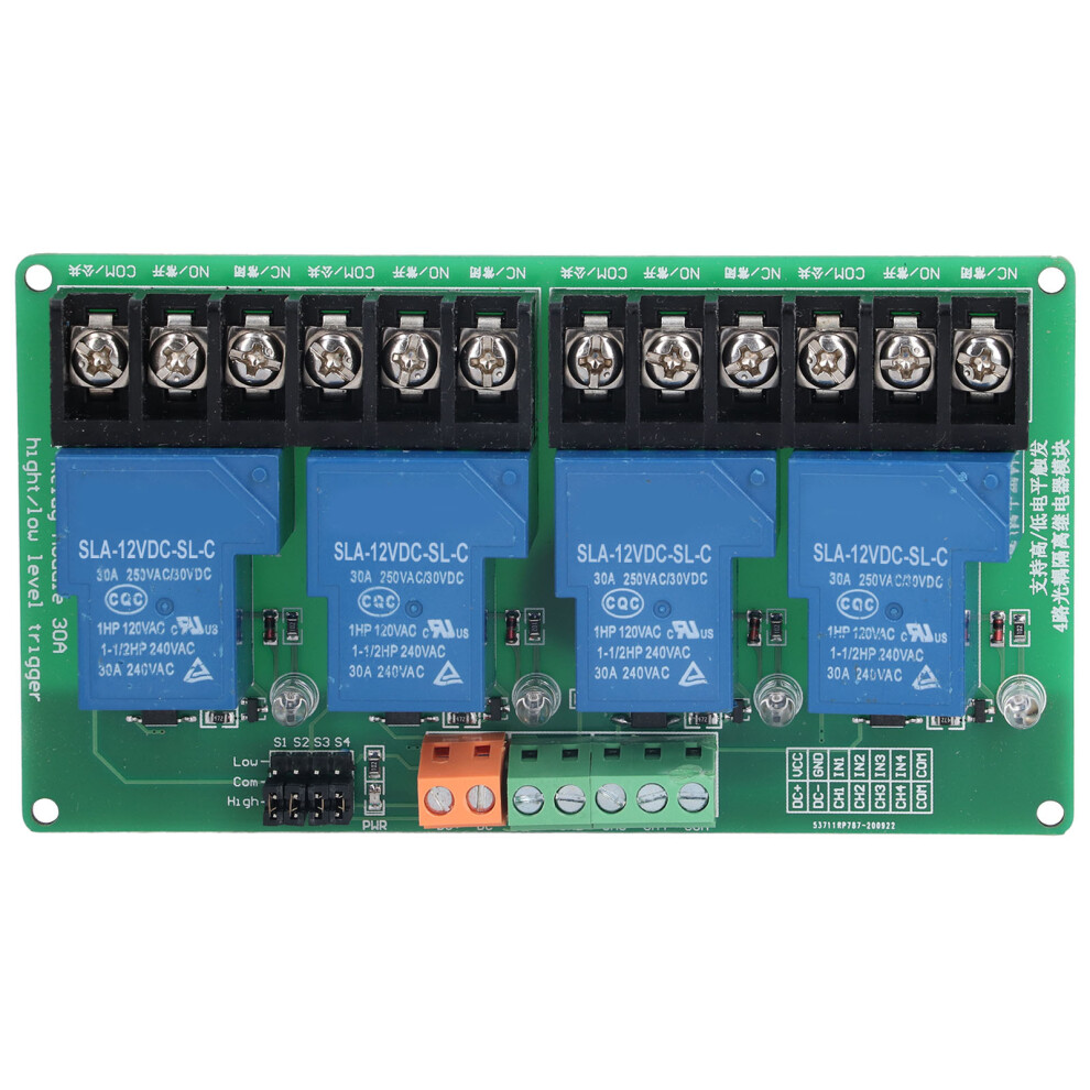 30A 4 Channel Relay Module Optoisolated