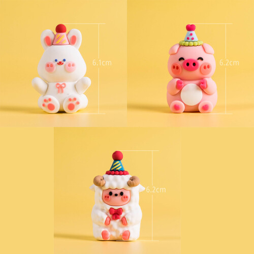Pig Cartoon Figurine - Soft Plastic Ornament