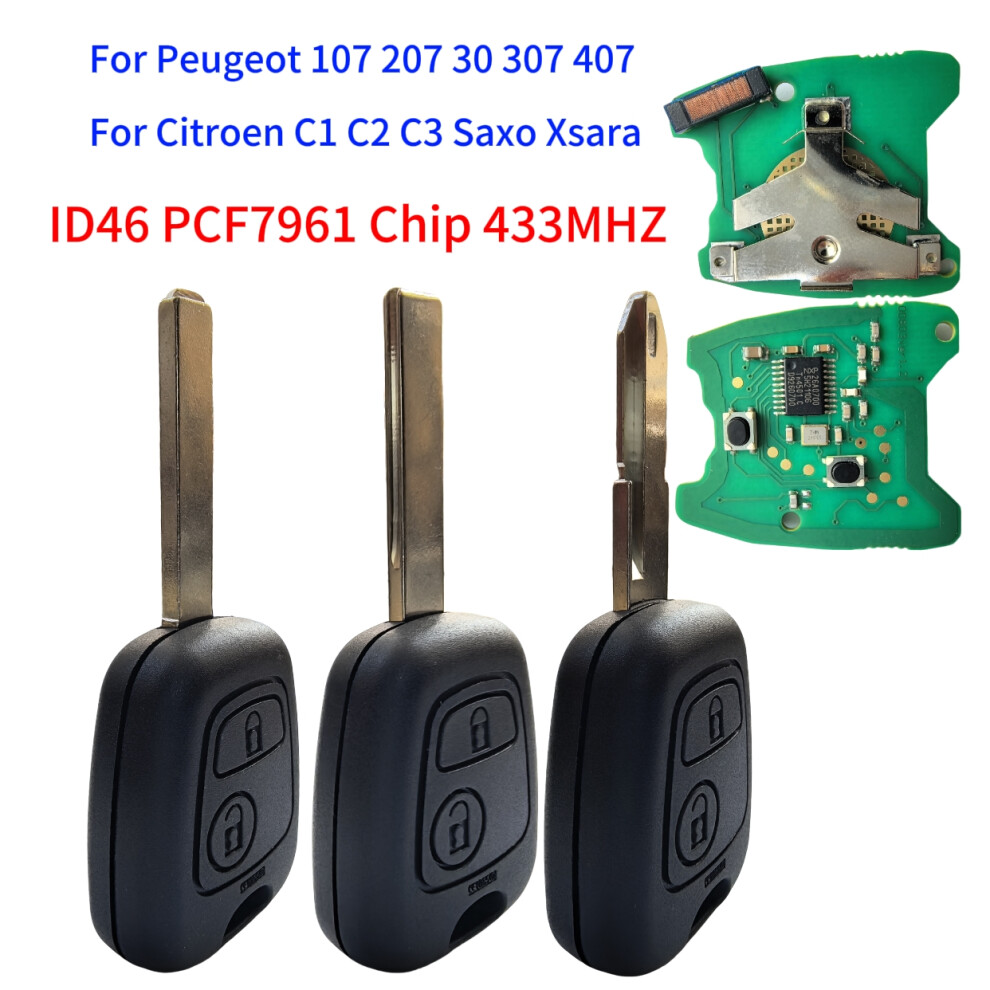 Remote Car Key 433Mhz For Peugeot 107 206 207 306 307 407 For Citroen C1 C2 C3 Saxo Xsara Picasso Id46 Pcf7961 Chip No Logo Key 6935161698954