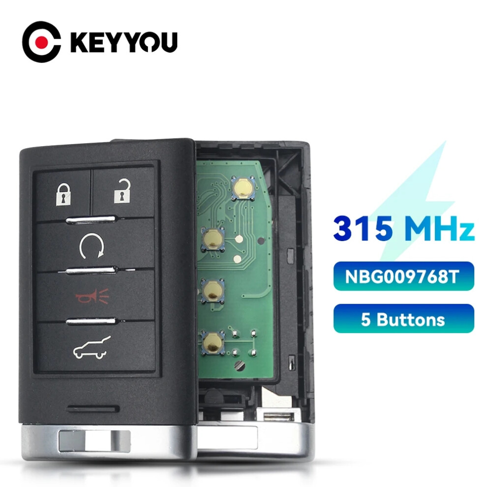Remote Car Key 315Mhz Nbg009768t Entry Keyless For Cadillac Srx Cts Xts Dts 2010 2011 2012 2013 2014 Fob 5 Buttons 6935161698930