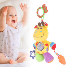 Baby Stroller Plush Rattle Toy – Cartoon Bee, Yellow, 20cm