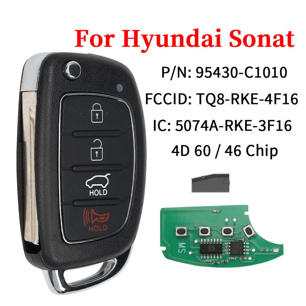 95430-C1010 Fcc Id: Tq8-Rke-4F16 433Mhz 46 4D60 Chip For Hyundai Sonata 2014 2015 2016 2017 2018 2019 Flip Remote Car Key Fob 6935161692259
