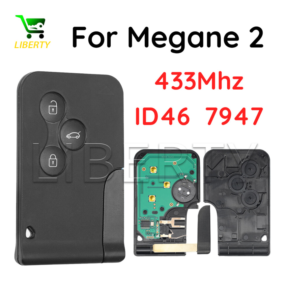 3 Buttons Smart Remote Car Key Fob For Renault Megane 2 Scenic Remote Key Card For Megane Ii 433Mhz With Id46 Pcf7947 Chip 6935161692235