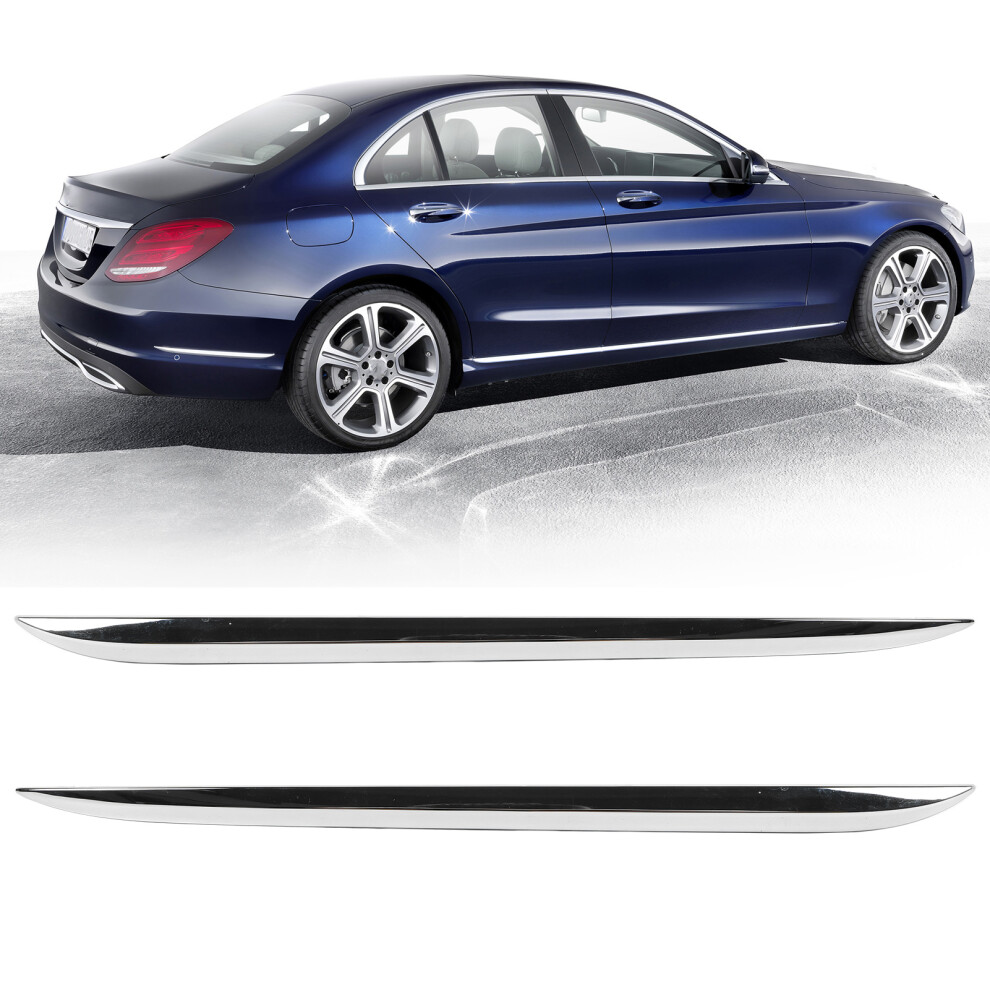 2Pcs Chrome Rear Bumper Side Molding Trim For Benz CâClass W205 Pre-Facelift 2015Â2018 3101388267911