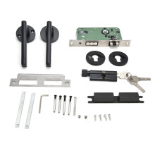 2Pcs Aluminum Alloy Quiet Lock Handles for Bedroom Office Doors, 12.3cm