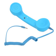 Sky Blue Wired Cell Phone Handset with 3.5mm Jack, Retro, Radiation Proof